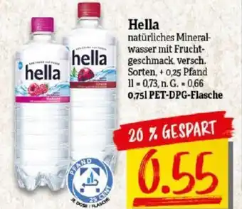 NP Discount hella natürliches Mineral-wasser mit Fruchtgeschmack 750ml Angebot