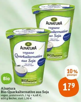 tegut Alnatura Bio-Quarkalternative aus Soja 400 g Becher Angebot