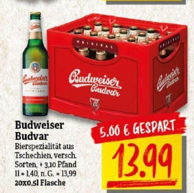 NP Discount Budweiser Budvar Bierspezialität 20*500ml Angebot
