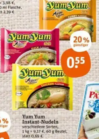 tegut Yum Yum Instant-Nudeln 60 g Beutel Angebot