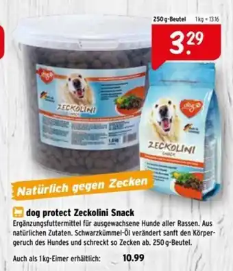 Raiffeisen Markt dog protect Zeckolini Snack 250g Angebot