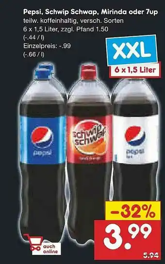 Netto Marken-Discount Pepsi, Schwip-schwap, Mirinda Oder 7up Angebot