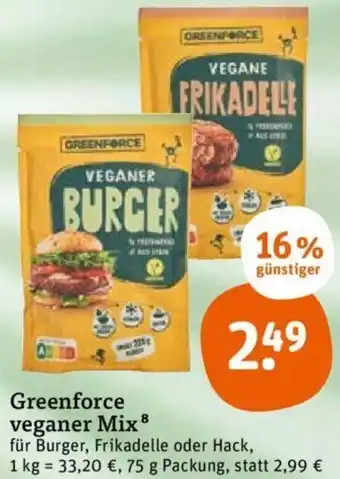 tegut Greenforce veganer Mix 75 g Packung Angebot