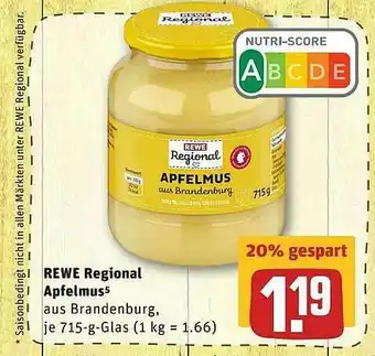 REWE Rewe Regional Apfelmus Angebot