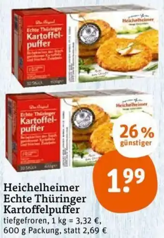 tegut Heichelheimer Echte Thüringer Kartoffelpuffer 600 g Packung Angebot