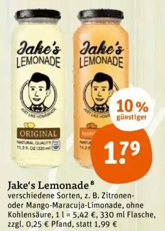 tegut Jake's Lemonade 330 ml Flasche Angebot