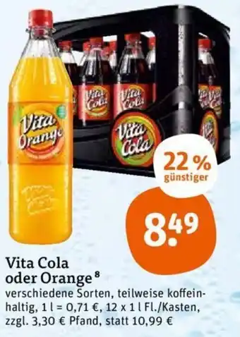 tegut Vita Cola oder Orange 12x1 L Angebot