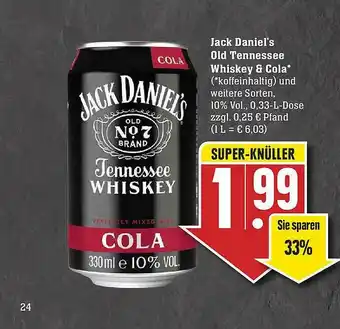 Scheck-in-Center Jack Daniel's Old Tennessee Whiskey & Cola Angebot