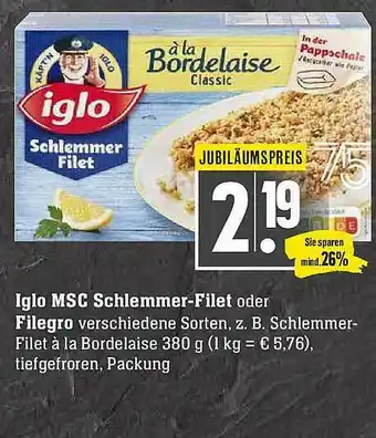 Scheck-in-Center Iglo Msc Schlemmer-filet Oder Filegro Angebot