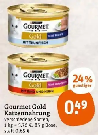 tegut Gourmet Gold Katzennahrung 85 g Dose Angebot