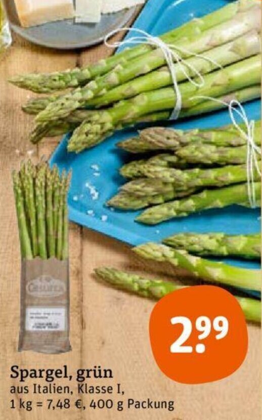 tegut Spargel, grün 400 g Packung Angebot