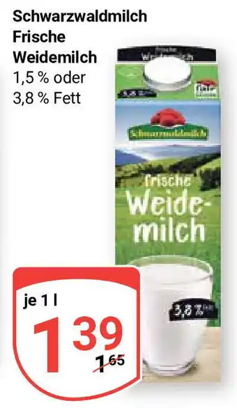 Globus Schwarzwaldmilch Frische Weidemilch je 1L Angebot