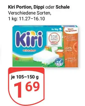 Globus Kiri Portion, Dippi oder Schale Verschiedene Sorten, 105-150g Angebot