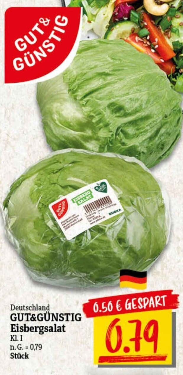 nah & gut GUT&GÜNSTIG Eisbergsalat Angebot