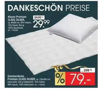 Zurbrüggen Kissen Premium Class Silber Sommerdecke Premium Class Silber Angebot