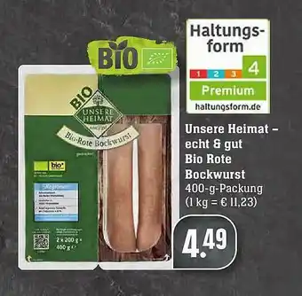 Edeka Unsere Heimat Echt & Gut Bio Rote Bockwurst Angebot