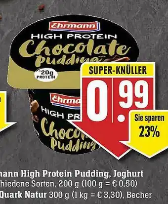 Edeka Ehrmann High Protein Pudding, Joghurt, Quark Natur Angebot