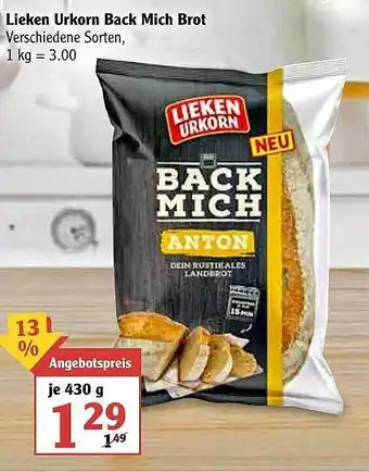 Globus Lieken Urkorn Back Mich Brot Angebot