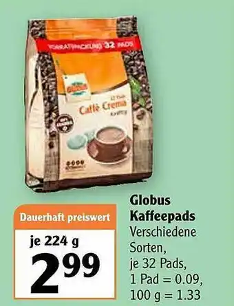 Globus Kaffeepads Angebot