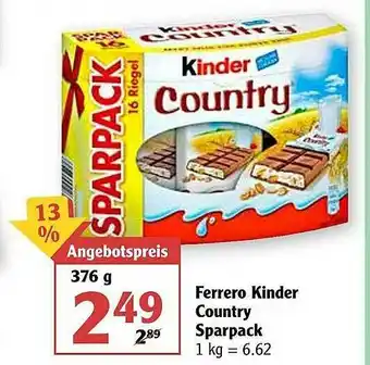 Globus Ferrero Kinder Country Sparpack Angebot