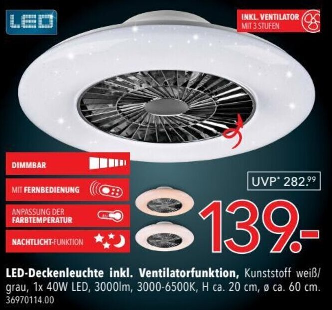 Schaffrath LED-Deckenleuchte inkl. Ventilatorfunktion Angebot