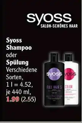 Globus Syoss Shampoo Oder Spülung Angebot