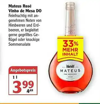 Globus Mateus Rosé Vinho De Mesa Do Angebot