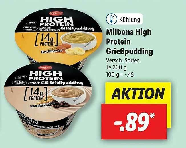 Milbona High Protein Grießpudding Angebot bei Lidl