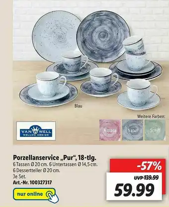 Lidl Van Well Porzellanservice „pur” 18-tlg Angebot