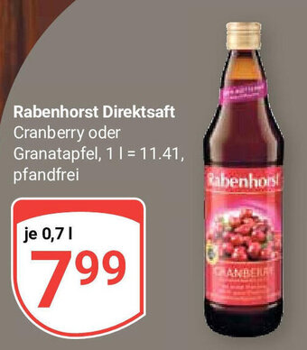 Globus Rabenhorst Direktsaft Cranberry oder Granatapfel, 700ml Angebot