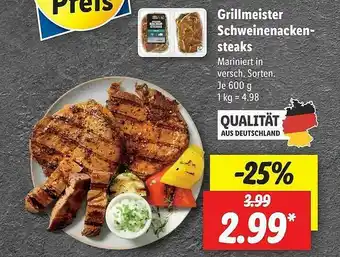 Lidl Grillmeister Schweinenackensteaks Angebot