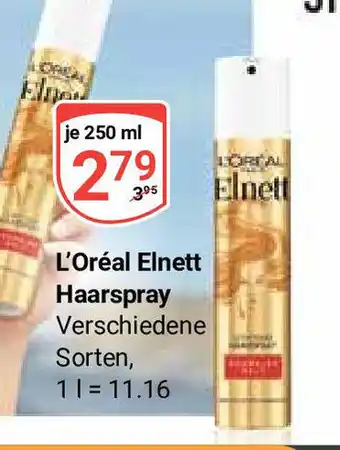 Globus L'Oréal Elnett Haarspray je 250 ml Angebot