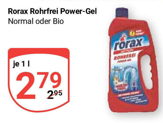 Globus Rorax Rohrfrei Power-Gel Normal oder Bio 1L Angebot