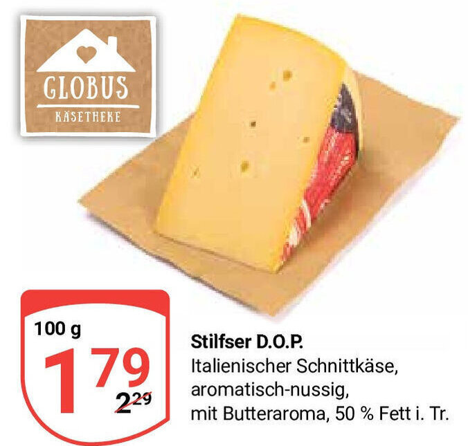 Globus Stilfser D.O.P. Italienischer Schnittkäse, 100g Angebot