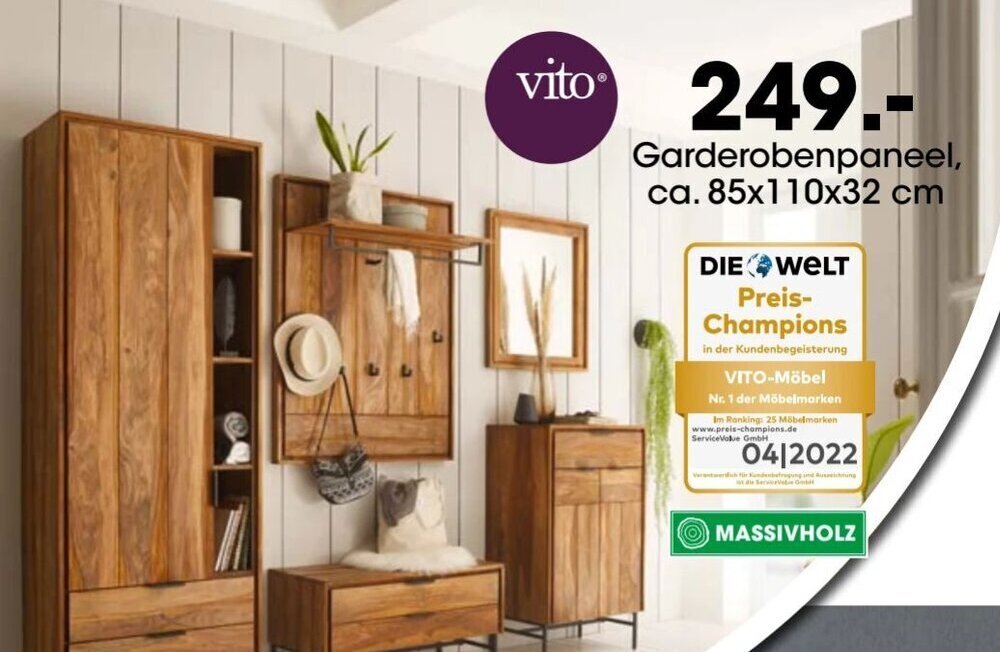 Möbel Martin vito Garderobenpaneel, ca. 85x110x32 cm Angebot
