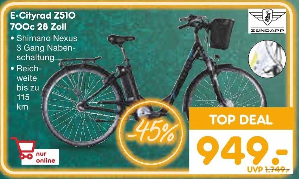 Netto Marken-Discount ZUNDAPP E-Cityrad 2510 700c 28 Zoll Angebot