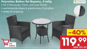 Netto Marken-Discount JUSKYS Polyrattan Balkon Set Bayamo, 3-teilig Angebot