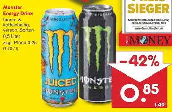 Netto Marken-Discount Monster Energy Drink 0,5 Liter Angebot