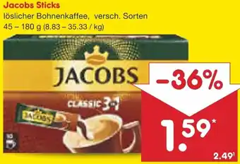 Netto Marken-Discount Jacobs Sticks 45-180 g Angebot