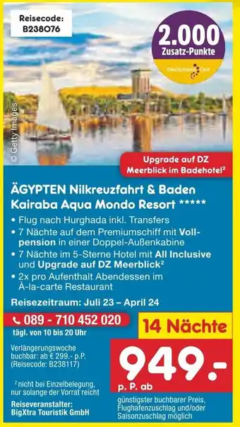 Netto Marken-Discount ÄGYPTEN Nilkreuzfahrt & Baden Kairaba Aqua Mondo Resort Angebot