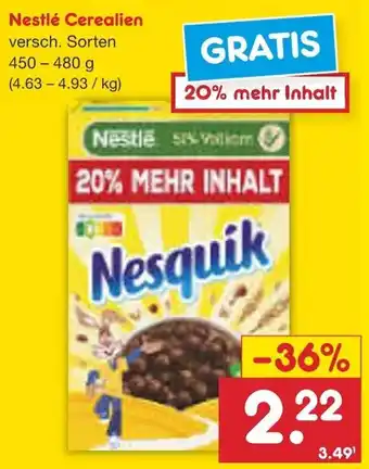 Netto Marken-Discount Nestlé Cerealien 450 - 480 g Angebot