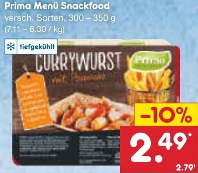 Netto Marken-Discount Prima Menü Snackfood 300 - 350 g Angebot