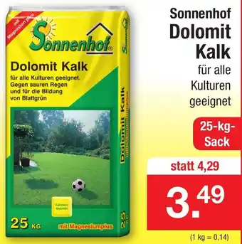Zimmermann Sonnenhof Dolomit Kalk 25kg Angebot