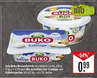 Marktkauf Arla Buko Brotaufstrich 200 g (1 kg = € 4,95) auch Bio Arla Buko Der Cremige oder Kräutergarten 160 g (1 kg = €6,19), Becher Angebot