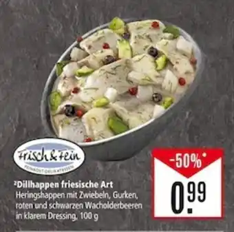 Marktkauf Dillhappen friesische Art Heringshappen mit Zwiebeln, Gurken, roten und schwarzen Wacholderbeeren in klarem Dressing, 100 g Angebot