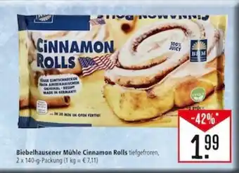 Marktkauf Biebelhausener Mühle Cinnamon Rolls tiefgefroren, 2 x 140-g-Packung (1 kg = €7,11) Angebot