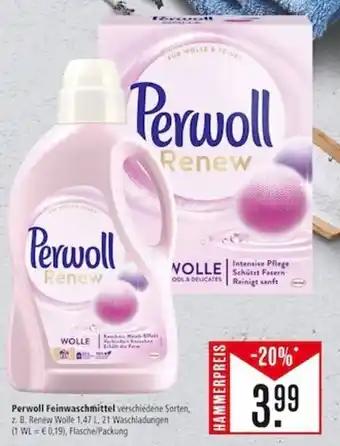 Marktkauf Perwoll Feinwaschmittel verschiedene Sorten, z. B. Renew Wolle 1,47 L, 21 Waschladungen (1 WL = € 0,19), Flasche/Packung Angebot