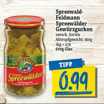 NP Discount Spreewald-feldmann Spreewälder Gewürzgurken Angebot