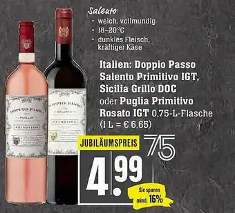 Marktkauf Doppio Passo Salento Primitivo Igt, Sicilia Grillo Doc Oder Publia Primitivo Rosato Igt Angebot