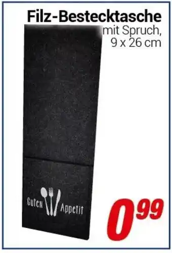 CENTERSHOP Filz-Bestecktasche mit Spruch, 9 x 26 cm Angebot